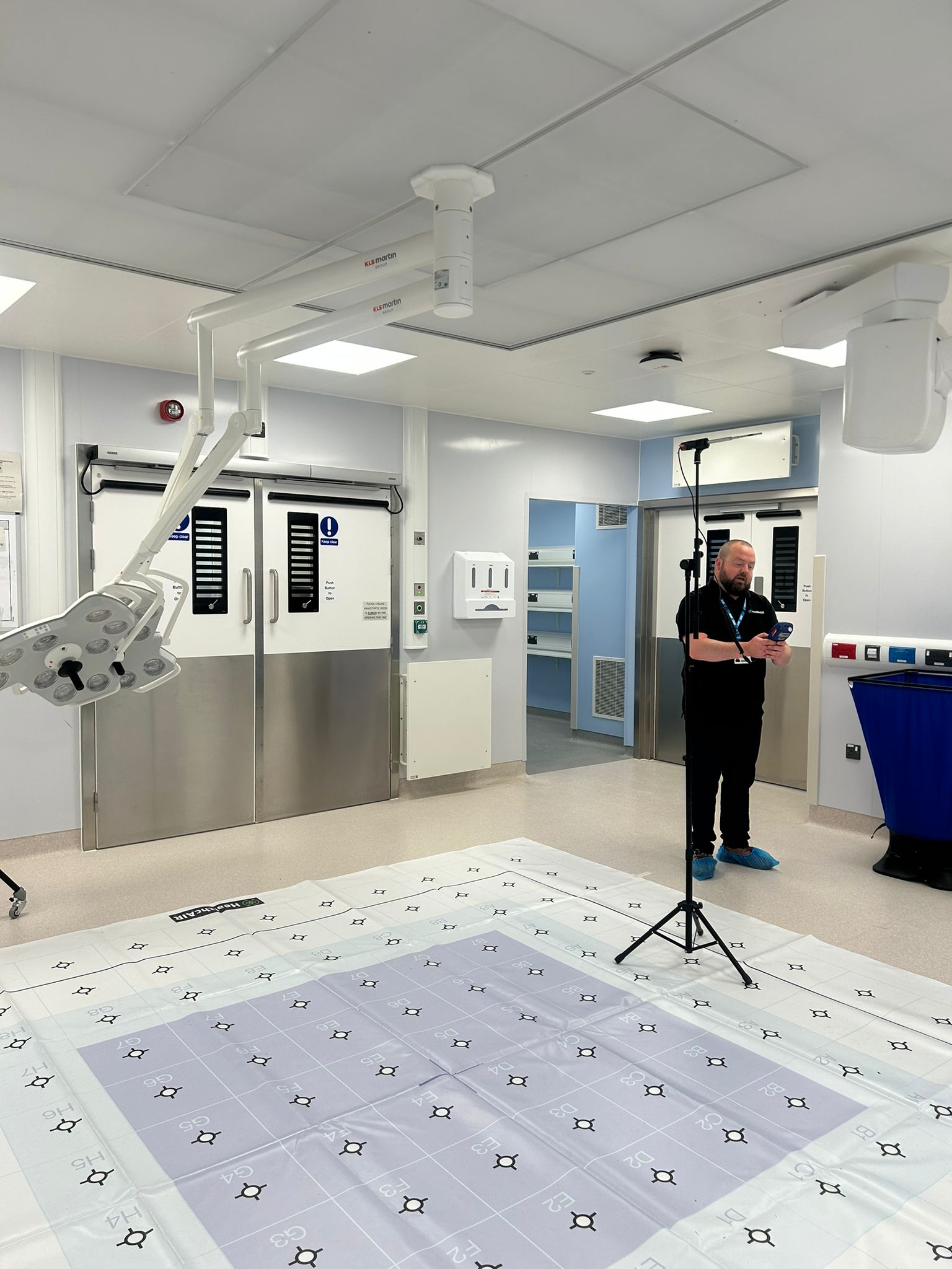 HealthcAIR Ventilation Specialists - testing the ventilation in the operating theatre.